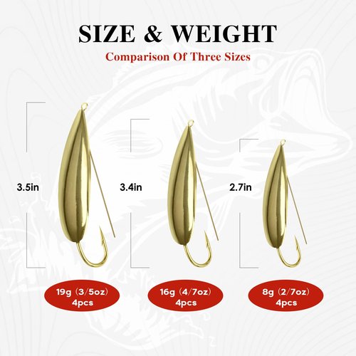 QualyQualy Weedless Spoon Fishing Lures for Saltwater, Minnow Fishing Spoon Hard Bait for Redfish Bass Tourt Northern Pike, 4PCS