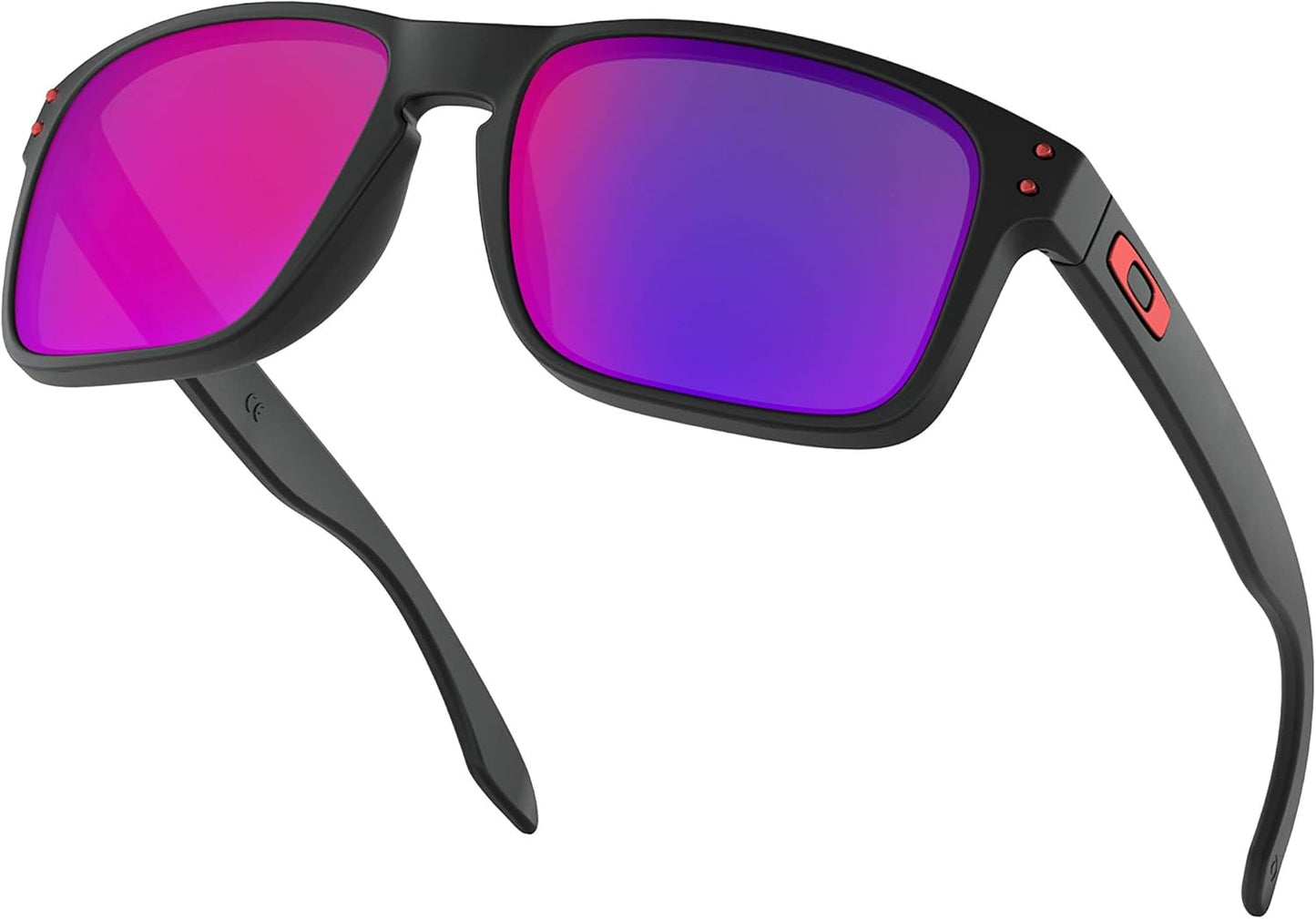 Oakley Holbrook Sunglasses (Matte Black Frame / Positive Red Iridium Lens) with USA Flag Lens Cleaning Kit