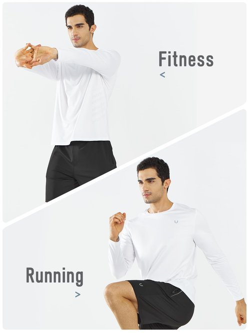 NORTHYARD Men's Running Athletic Shirts Long Sleeve Quick Dry Workout Gym Shirt Lightweight UPF 50+ Fishing Hiking Rash Guard White L