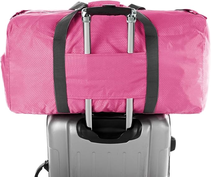Dimayar Travel Duffle Bag for Men Women - Foldable Duffel Bag with Shoes Compartment - Overnight Bags Waterproof & Tear Resistant(85L,Pink)