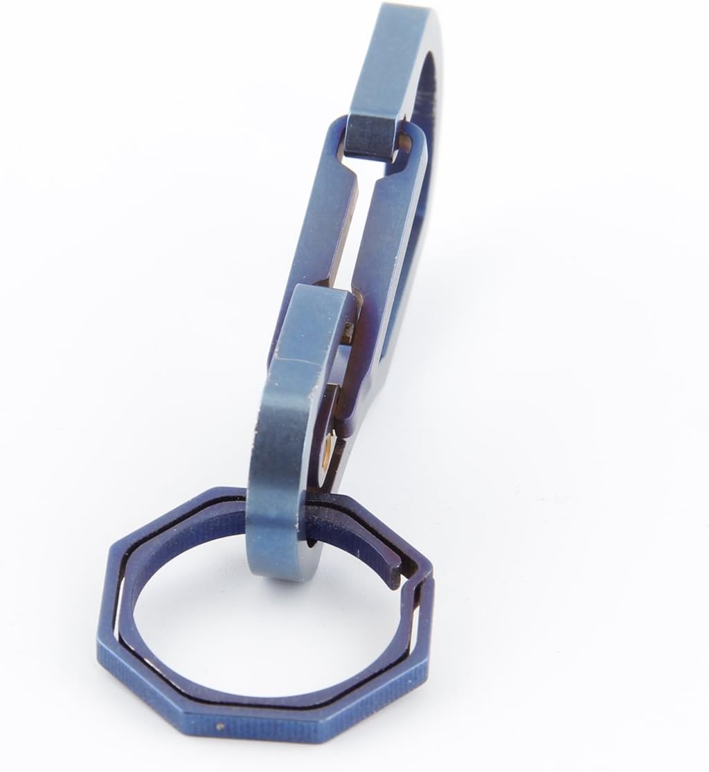 Titanium Multi Tools Keychain Hook EDC Tool Max-Bearing 50KG Keychain for Hiking Camping Outdoor (Blue)