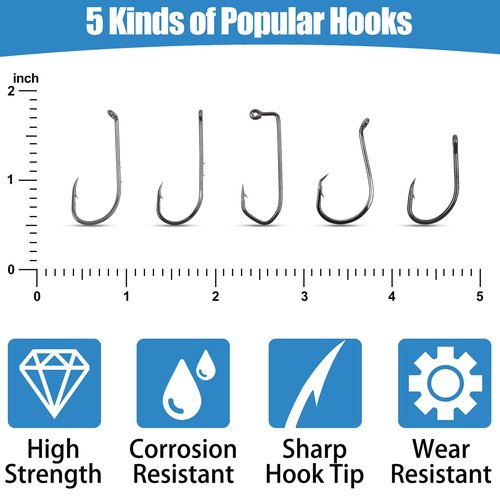 220pcs Fishing Hooks Bobbers Tackle Kit Beginners Equipment Includes Fishing Hooks Bobbers Weight Sinkers Swivel Snaps Starter Kit for Artificial and Live Baits