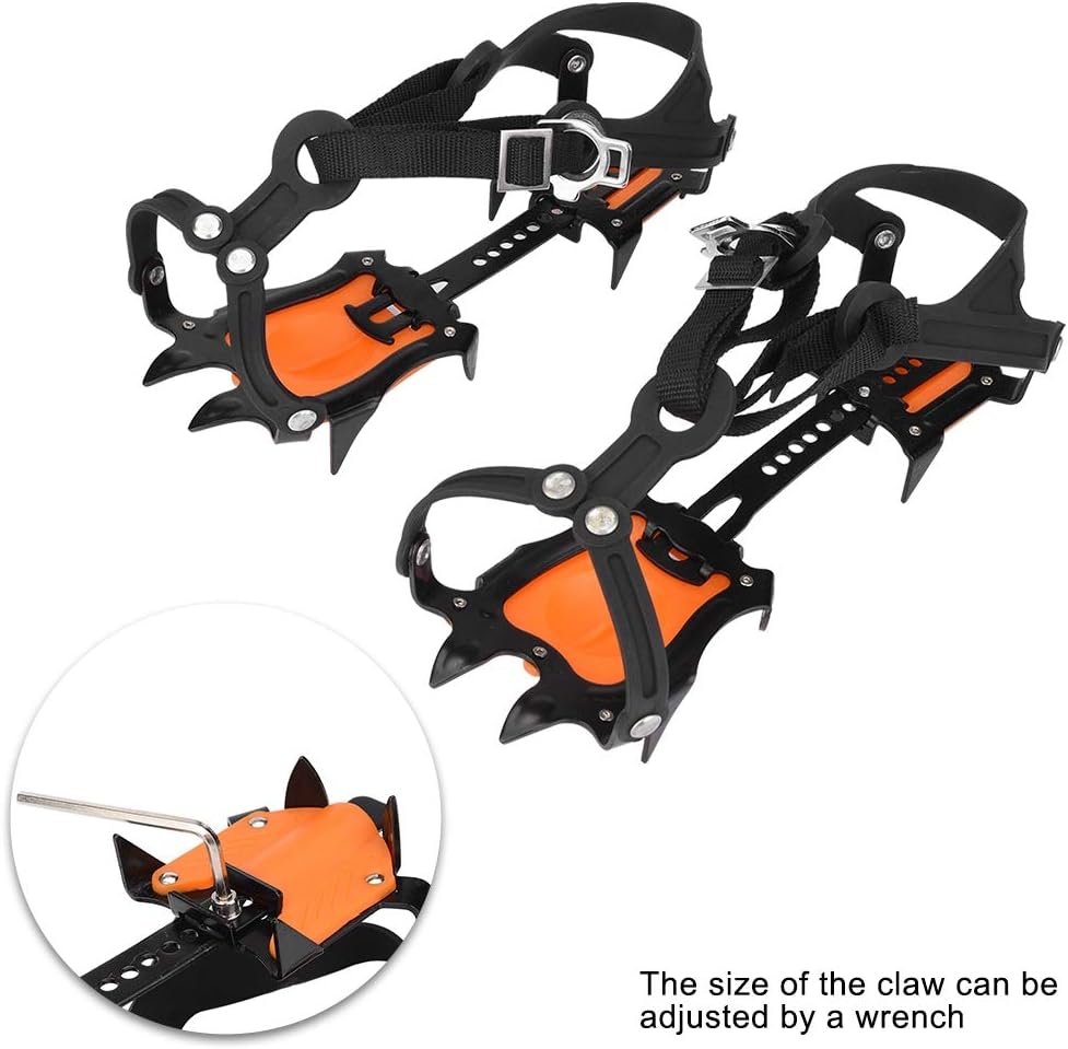 Traction Ice Cleats, Anti-Slip 10 Toothed Snow Crampons Ice Footwear for Mountaineering, Ice Climbing, Camping, Hiking Crampons for Hiking Boots