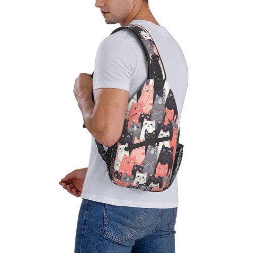 Mqtzyiwx Cute Cats Lovely Kitten Sling Backpack Hiking Backpack Crossbody Bag Sports Lightweight And waterproof Chest Bag Shoulder Bag For Women Men