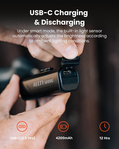 Magicshine Bike Lights ALLTY 1200U, Bicycle Lights for Night Riding with Underneath Mounted, FTR LightSync Control, USB Rechargeable 4200mAh, Bike Light Front and Back for Road Mountain Cycling