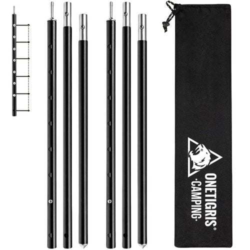 ONETIGRIS Upgraded Tent Poles – Set of 2 Adjustable Telescoping Tarp Poles, Aluminum Replacement Poles for Tent, Tarp, Canopy, Awning, Shelter, Heavy Duty Aluminum Alloy Camping Poles