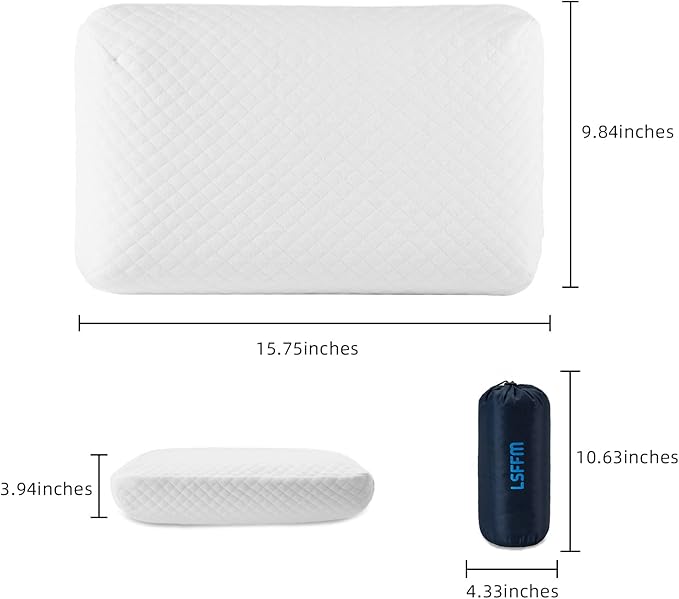 Camping Pillow Lightweight, Easy to Carry, Memory Foam Travel Pillow, Backpacking Pillows, Portable Pillows with Travel Storage Bag, Removable Pillow Cover (White)