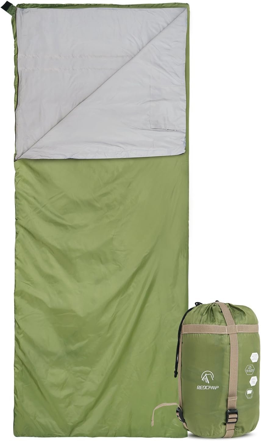 REDCAMP Ultra Lightweight Sleeping Bag for Backpacking, Hiking, Comfort for Adults Warm Weather, with Compression Sack