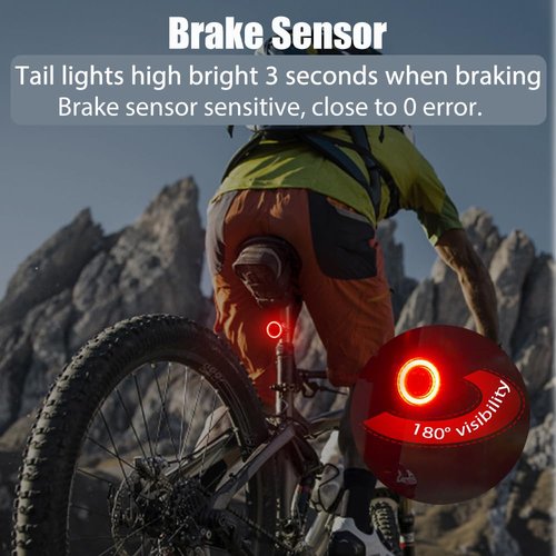LESOVI Bike Lights Bike Tail Light, Smart COB High Lumen Bicycle Rear Light with Brake Sensing, Motion Sensing, Light Sensing, and Bump Sensing, 4/6 Lighting Modes (Supper Ⅲ)