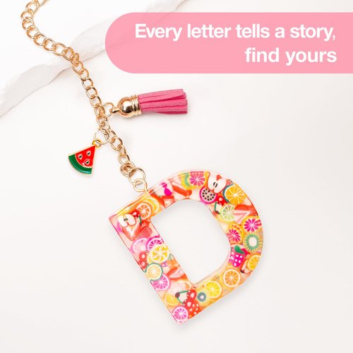 ZOSIX Letter Charm Accessories for Stanley Cup 40/30 oz with Handle, [Upgraded Chain] Cute Initial Keychain Handle Charm for Stanley Tumbler Accessories for Girls Women, Fruit D