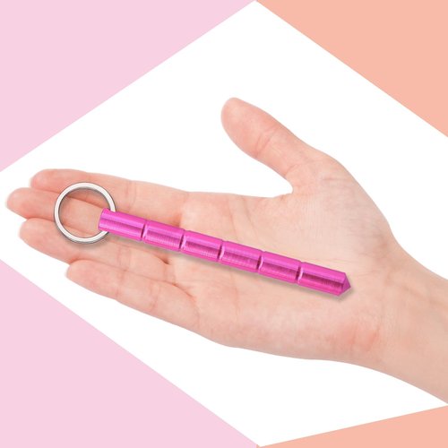 Hawflu 3Pcs Safety keychain Set Protection Keychain Accessories Safety self Stick protection with 3Pcs Carabiner Clips for Women Ladies Girls(Pink)