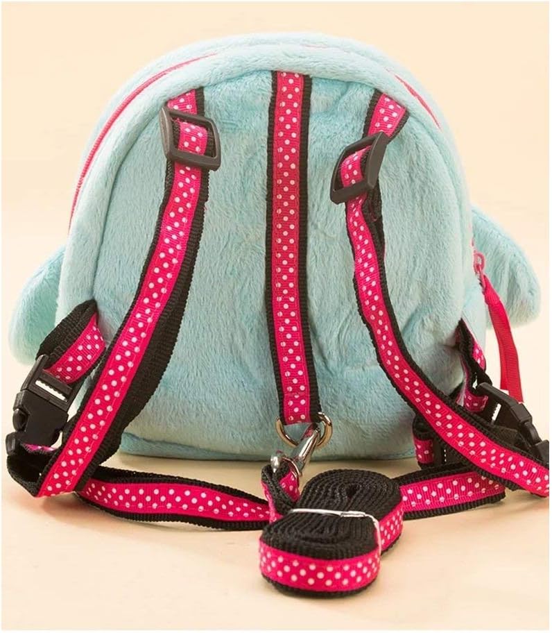 Stock Show Pet Cartoon Backpack Harness with Leash, Puppy Cute Animal Back Pack Saddle Bags with Lead for Dog Outdoor Training Walking, Blue