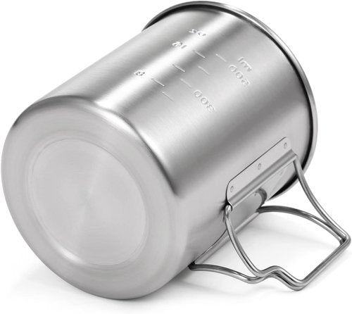 LIXADA Camping Cup Pot,750ml Stainless Steel Water Cup Mug with Foldable Handles and Lid for Outdoor Camping Hiking Backpacking
