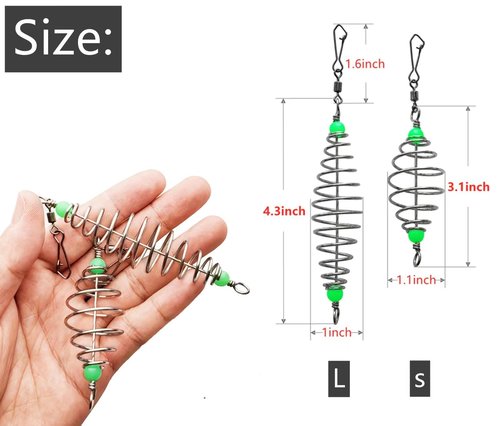 Spring Carp Fishing Feeder: 20pcs Heavy Duty Steel Bait Cage Carp Fishing Equipment (Large)