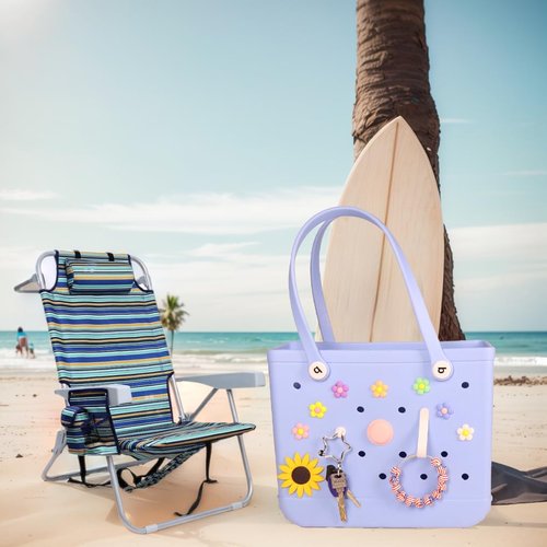 LIGHUFEIC Key Holder Set Accessories for Bogg Bag,Star-Shaped Keychain, Insert Charm Carabiner Keychain Compatible with Bogg Bag Beach Tote Bag- Finding Your Keys Quickly(White)