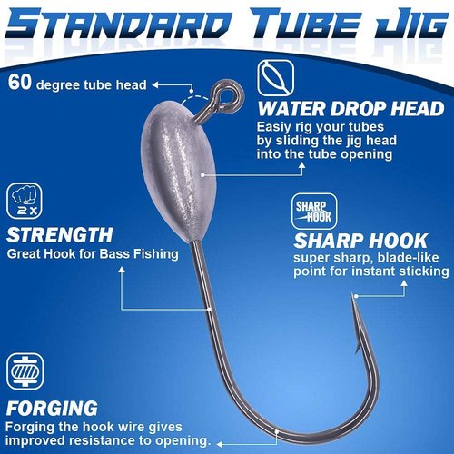 Tube-Baits-for-Bass-Fishing-Lures-Soft-Plastic-Bait-Worm-Tube Jigs Kit with Smallmouth Large Mouth Bass Lake Trout (3.5 inch Tube Baits 32 pc. Kit)