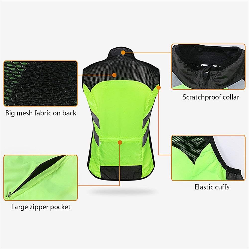 WOSAWE Men's High Visibility Cycling Wind Jacket Water Resistance Reflective Windbreaker