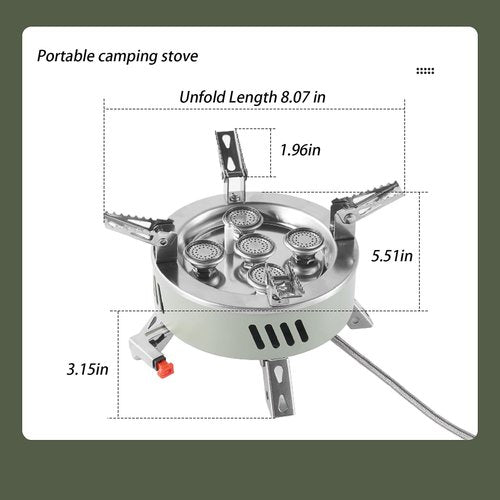 ARJEOU Camping Stove, Portable Lightweight Backpacking Stove with EVA Bag and Piezo Ignition, Foldable 3 in 1 Gas Stove Burner for Outdoor Picnic Cooking and Hiking (Large)