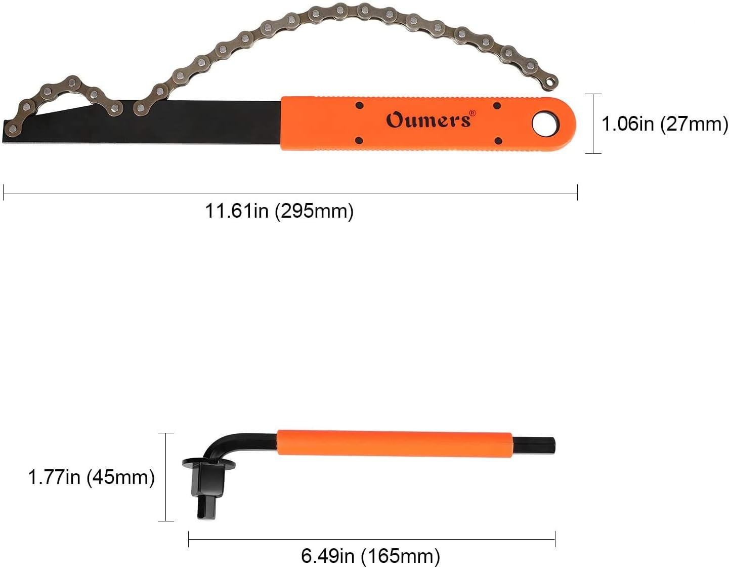 Oumers Bike Cassette Removal Tool with Chain Whip and Auxiliary Wrench Bicycle Sprocket Removal Tools, Bicycle Cassette Lock Ring Extractor Freewheel Remover Wrench Sprocket Remover