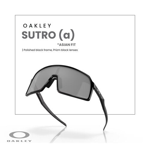 OAKLEY Sutro (a) Low Bridge Fit Asian Fit OO9406A 940602 37MM Polished Black/Prizm Black Shield Sunglasses for Men+ Bundle Accessory Leash Kit, Microfiber Pouch
