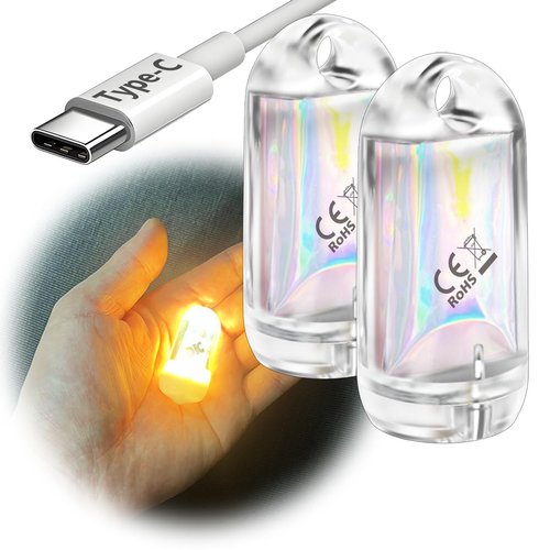 DOKeep USB Mini LED Lantern, 2 Pack Waterproof EDC Keychain LED Flashlight for Camping, Type-C Rechargeable Battery Small Stick Lamp Puck Dog Collar Torch Light (Warm White+Red)