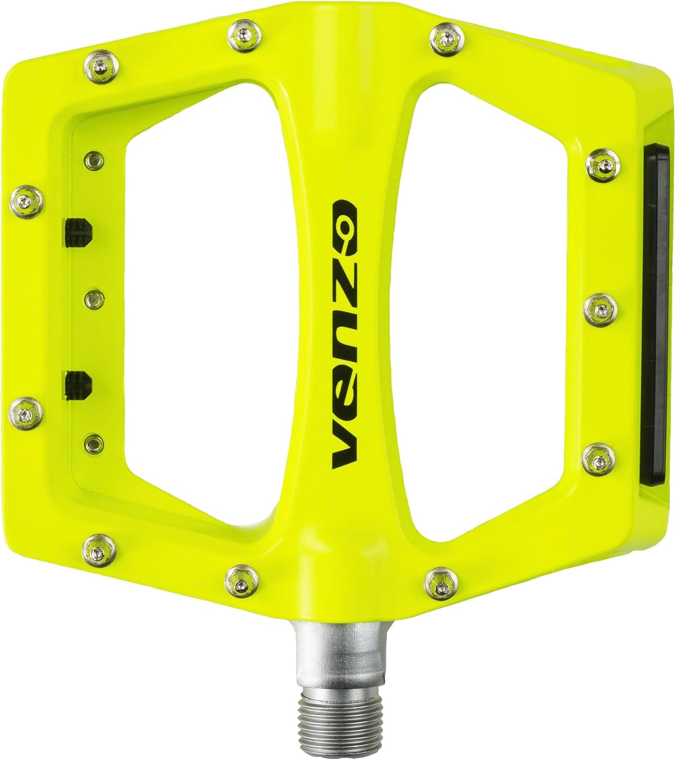 Venzo BMX MTB Bike Pedals with Removable Reflectors - Large Flat Platform Anti-Skid Cycling Pedals - White Color with Die-Cast Aluminium Body 9/16" Cr-Mo Axle - Great for Mountain Bikes BMXs