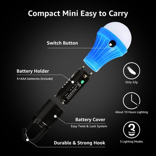 Lepro Bundle – 2 Items：2 Pack Solar Spot Lights Outdoor Waterproof & 4 Pack LED Camping Lantern