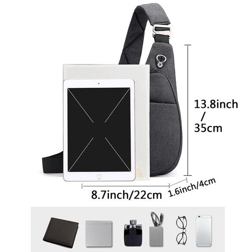 Vensivy Lightweight Anti-Theft Men's Crossbody Chest Bag Multifunctional Outdoor Travel Shoulder Backpack Waterproof (Black, Right)