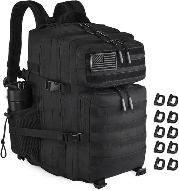 Military Tactical Backpack 45L Large Tactical Backpack for Men, Hiking Rucksack With Bottle Holder