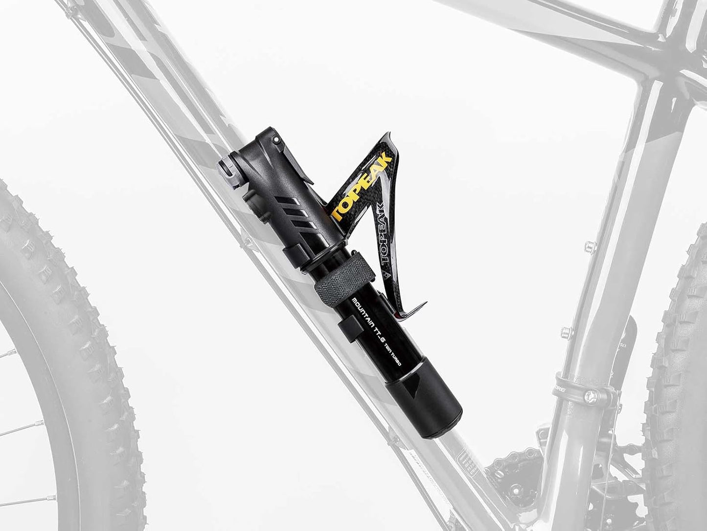 Topeak Mountain TT Twin Turbo Mini Pump with Gauge, 60 Psi / 4 Bar, Fits Presta, Schrader, and Dunlop valves