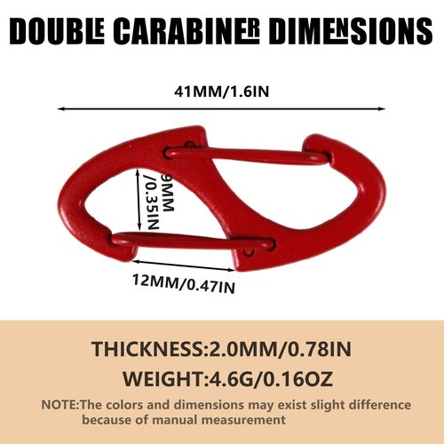40 Pcs S Mini Carabiner Alloy Snap Hook Key Chain 1.6 Inch Candy Color Dual Wire Interlocking Tiny Biner Clip Attachment Team Camping Hiking Fishing
