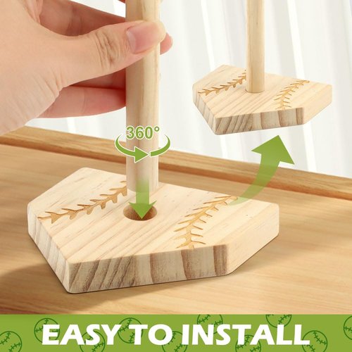 Baseball Wooden Ring Holder Softball Championship Ring Holder Stand Baseball Ring Display Stand Stacked Ring Storage Organizer Birthday Gift for Kids Dad Grandpa (wood Color)
