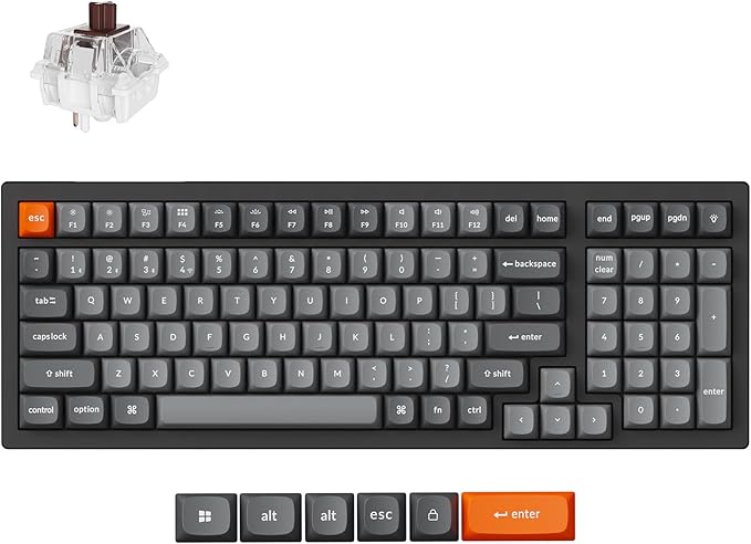 Keychron K4 Max Wireless/Wired Mechanical Keyboard, 96% Layout QMK 2.4 GHz Bluetooth Connection, Non-Shine Through PBT Keycaps White Backlit Compatible with Mac Windows Linux