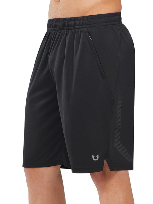 NORTHYARD Men's 10" Athletic Basketball Shorts with Zipper Pockets Quick Dry Lightweight Running Workout Gym Tennis Shorts Black XL