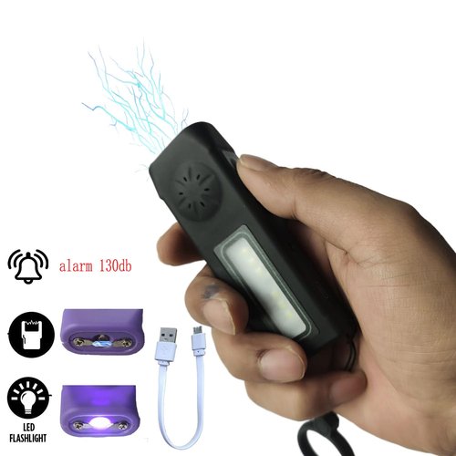 mini Stun Gun with Tactical Flashlight & 120db for Men & Women