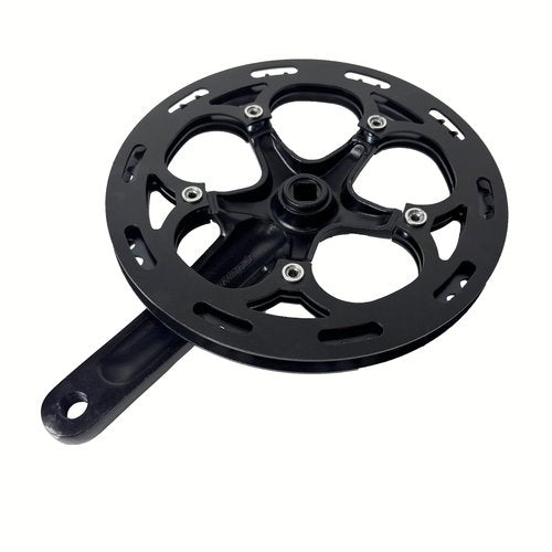 AUTES Single Speed Bike Crankset 52T/170mm/130mmBCD Alum Double Chainring Guard Square Hole Crank Arm Set for City Bike/Electric Bike/Road Bikes/MTB/Folding Bicycle