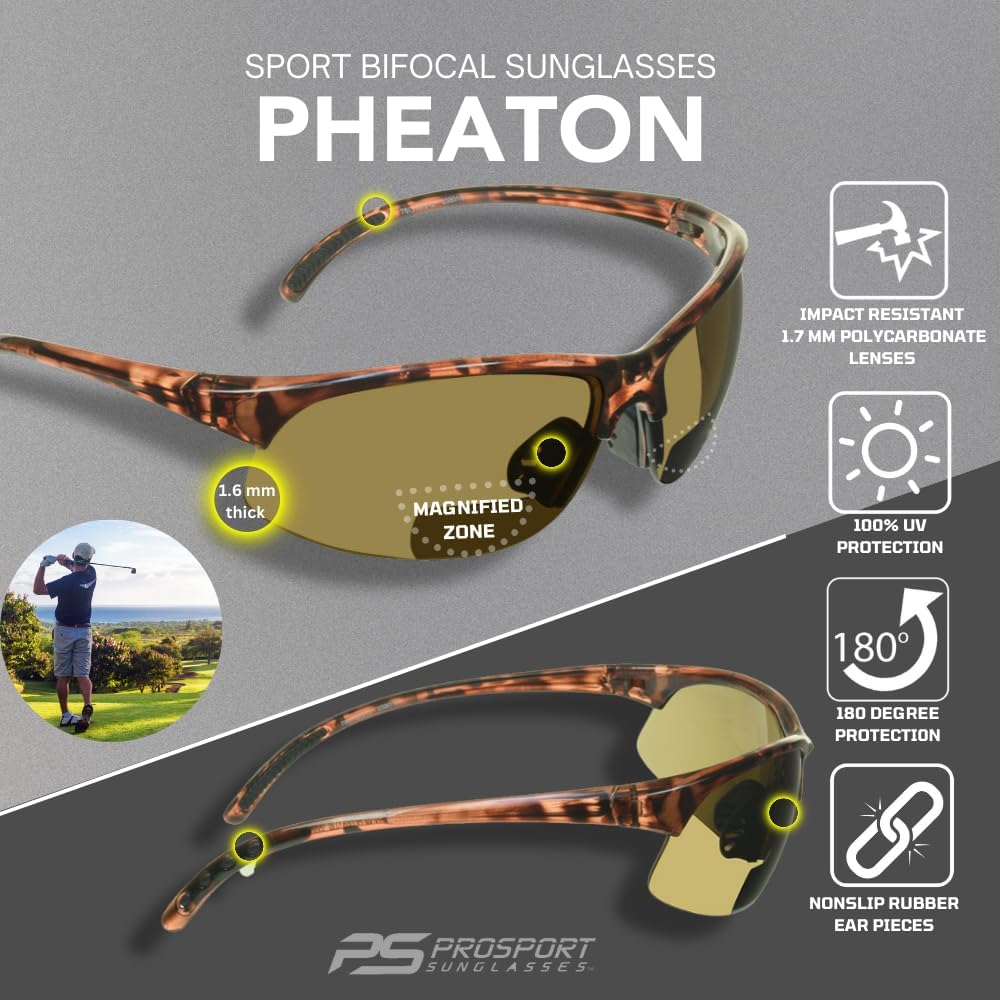 proSPORT BIFOCAL Sunglasses Readers Tinted Mens Womens High Definition Amber Yellow Smoke +1.50 +1.75 +2.00 +2.25 +2.50