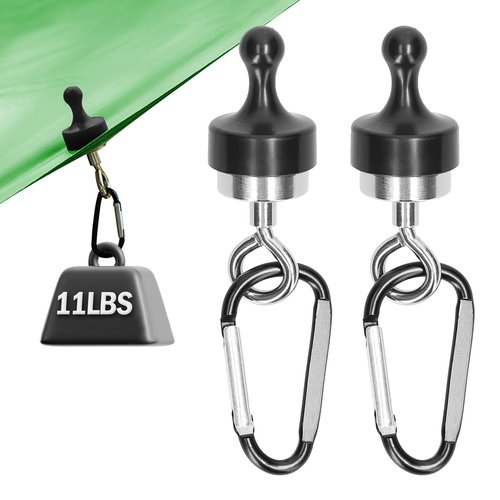 ayamaya Magnetic Camping Hooks for Canopy Magnet Clip Hanger with Carabiner for Tents Inside, 2Pcs Tent Hanging Hook Organizer for Lamp, Rooftop Tent Tarp Accessories for Camping, RV Camper, Picnic