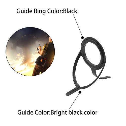 LINGUANG 85 pcs Black Surf Bait Casting Spinning Rod Fishing Line Guides and Tips Saltwater，Double Legged Stainless Steel Ceramics Eyelet Repair Replacement Kit（75pcs guide and 10 pcs tips）