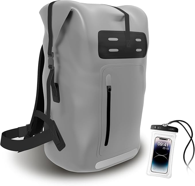 Waterproof Backpack，Heavy Duty Hiking Backpack，35/55/85L dry bag backpack waterproof for Men，Roll-Top Closure，for Kayaking, Travel, Hiking, Fishing, Camping, Motorcycles (grey, 85L)