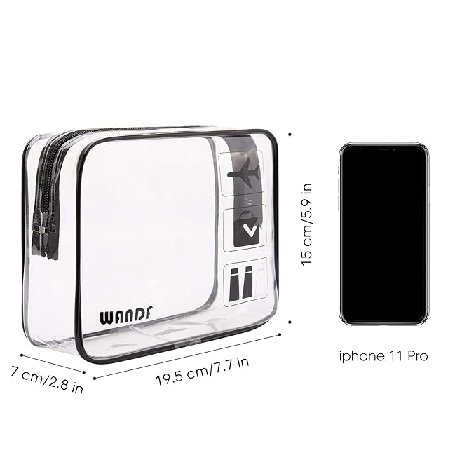 TSA Approved Clear Travel Toiletry Bag wih Zippers Carry-on Travel Accessories Quart Size Toiletries Cosmetic Pouch Makeup Bags for Men and Women (2 pcs)