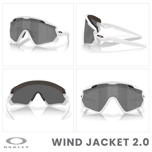 Oakley Wind Jacket 2.0 OO9418 941830 45MM Matte White/Prizm Black Shield Sunglasses for Men+ Bundle Accessory Leash Kit, Microfiber Pouch