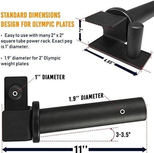 Metal 6-Peg Olympic Weight Plate Tree and Vertical BarBell Holder + Weight Holder Attachment