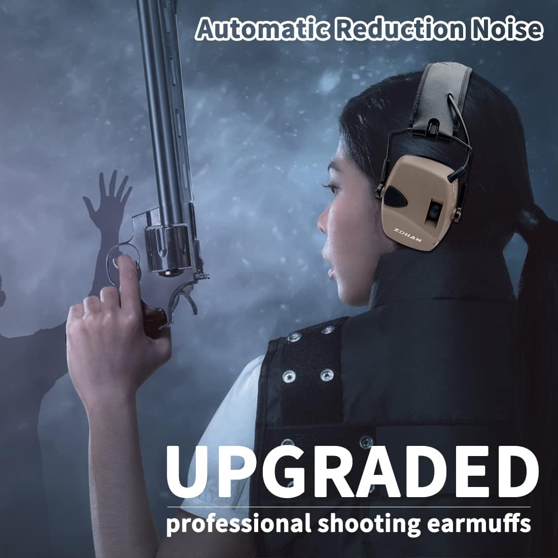 ZOHAN EM054 Electronic Shooting Ear Protection with Sound Amplification, Slim Active Noise Reduction Earmuffs for Gun Range