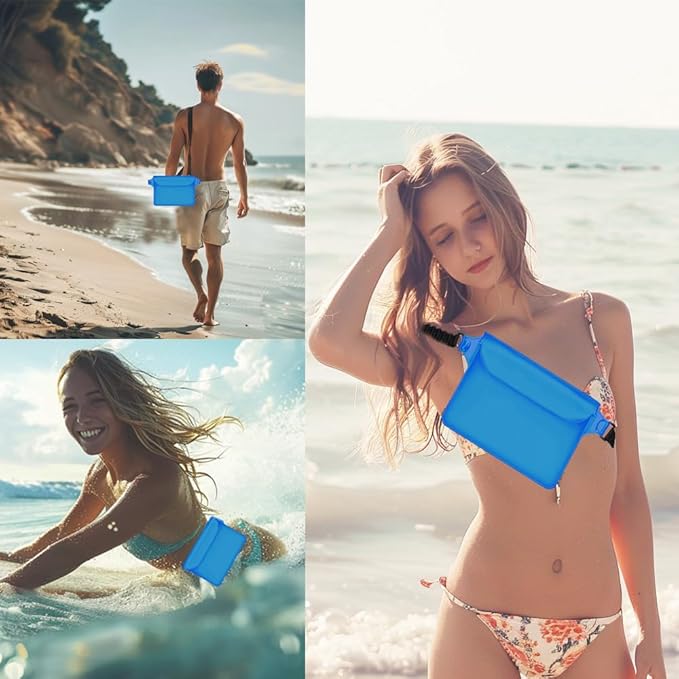 Waterproof Bag with Adjustable Waistband and Touch Sensitive Screen, Keeping Your Phone and Valuables Dry, Perfect for Drifting, Swimming, Kayaking, Rowing, Fishing(Blue)