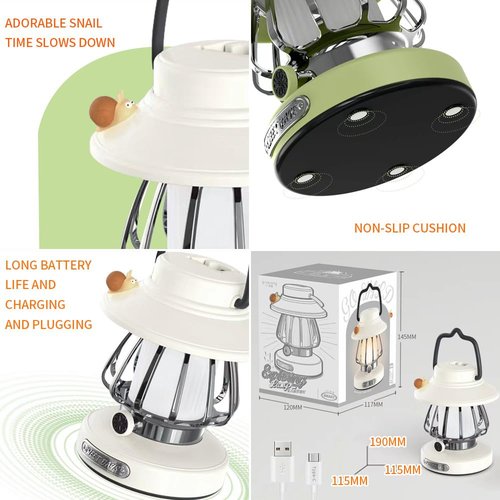 YZYOE LED Rechargeable Retro Horse Lamp, Outdoor Cute Camping Light, Portable Mini Snail Horse Lamp with 3-Mode Dimmable Light Intensity and Memory Function