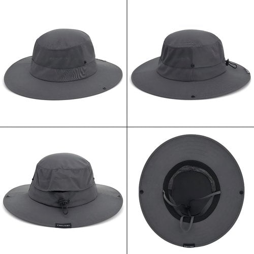 Sun Hats for Men Women Wide Brim Bucket Hat UPF 50+ Ponytail Boonie Hat Packable UV Protection Hiking Beach Fishing Safari