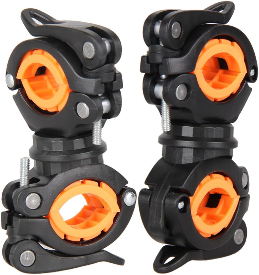 [2 Pack] Vonpri Flashlight Holder, Mount Bicycle Mounting Bracket Flashlight Holder Torch Clip 360º Rotation