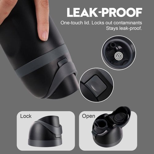 Ruzkq Replacement Lid for Owala Freesip, Compatible with Owala Cup 16oz 24oz 32oz 40oz, One Button Water Bottle Top Lid Replacement Accessory, Leakproof, BPA-Free (Black)