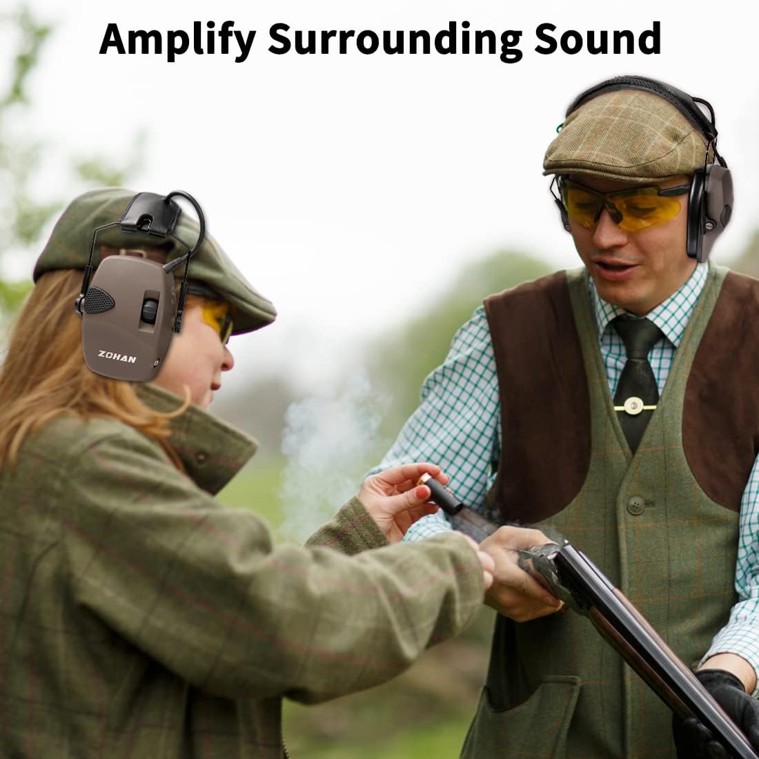 ZOHAN EM054 Electronic Shooting Ear Protection with Sound Amplification, Slim Active Noise Reduction Earmuffs for Gun Range